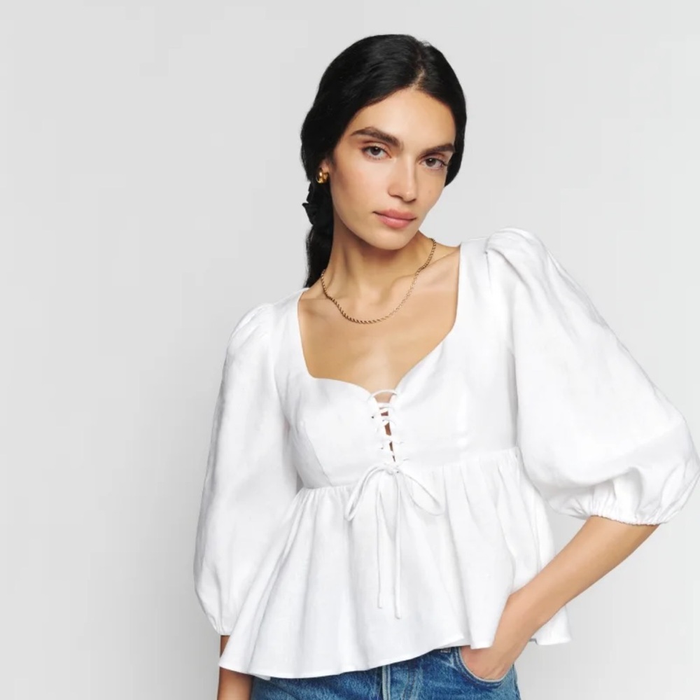 Reformation Abigail Linen Top